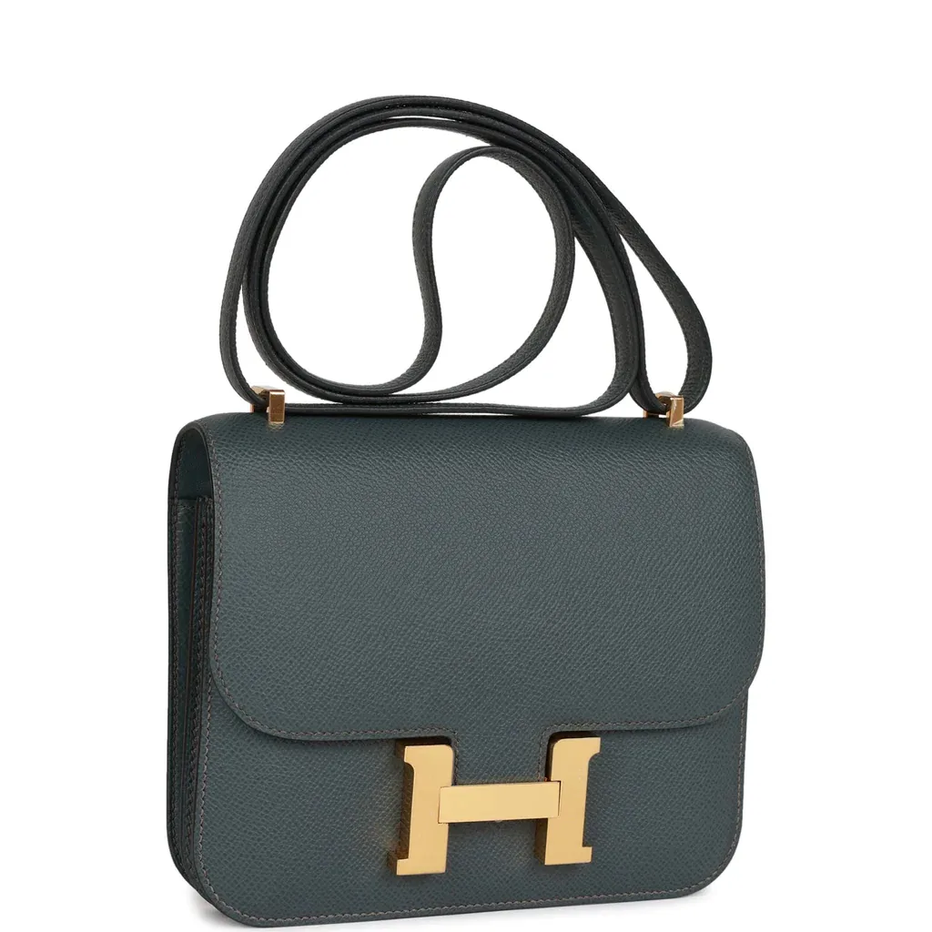H Constance 18 Bleu Orage Epsom Gold Hardware Secondary image