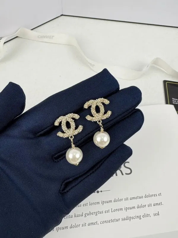 Chanel Pearl Drop CC Earrings