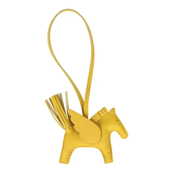 Hermes Pegase Rodeo Bag Charm PM Jaune de Naples Milo Lambskin