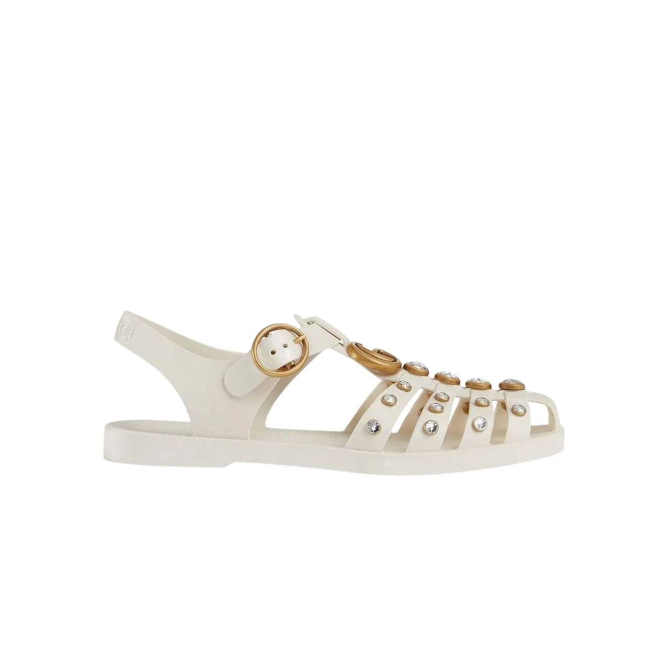Gucci Rubber Crystal Embellishments Sandals White Main image