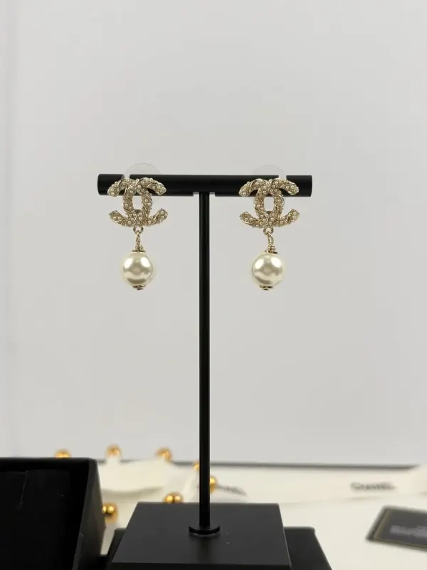 Chanel Pearl Drop CC Earrings
