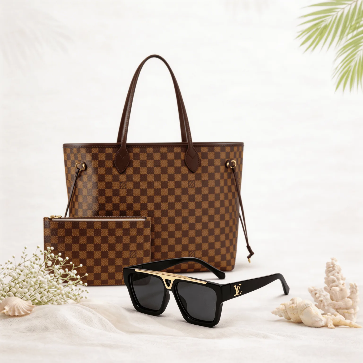 The Summer Monogram Set – – 2 Piece Bundle (Neverfull Bag+Glasses) Main image