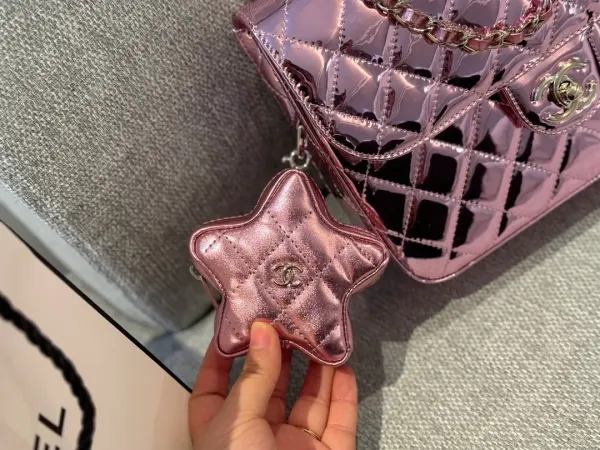 Chanel Mini Flap Bag & Star Coin Purse Pink Mirror Calfskin/Metallic Calfskin Light Gold Hardware