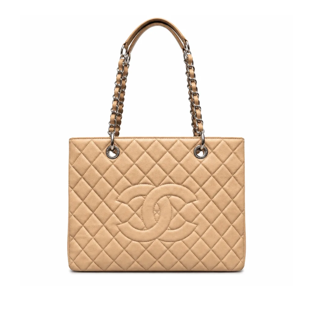 Chanel Grand Shopping Tote Bag Beige Caviar 34Cm Main image