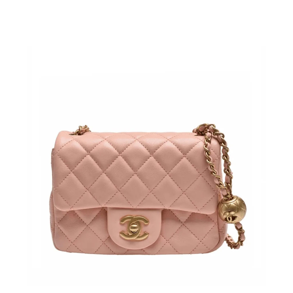 Chanel Pearl Crush Square Mini Flap Bag GHW Peachy Pink Main image