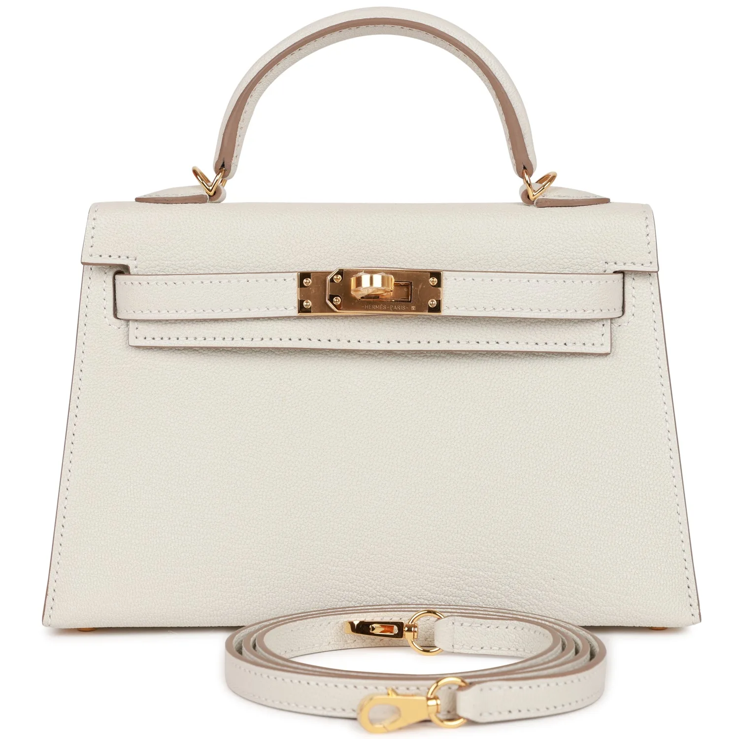 H Handbags Kelly Sellier 20 Mushroom Chèvre Gold Hardware