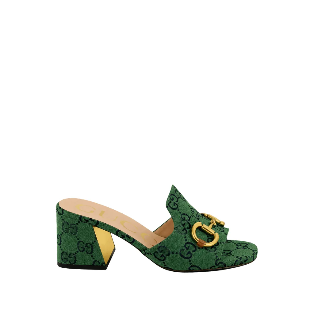 Gucci Women’s Slide Monogram Sandal With Horsebit Green Main image