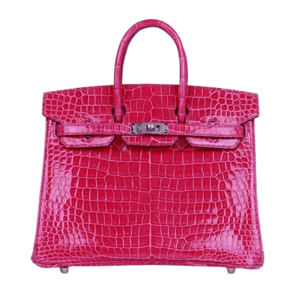 H Birkin 35 Rose Mexico Shiny Porosus Crocodile Palladium Hardware Main image