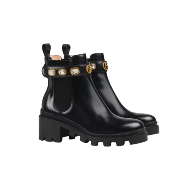 Gucci Women’s Leather Ankle Boots With Strap Black 550036 Dks00 1000 Main image