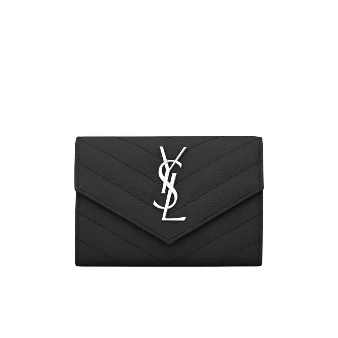Ysl Multi-Folded Wallet In Grain De Poudre Embossed Leather Black 414404Bow021000 Main image