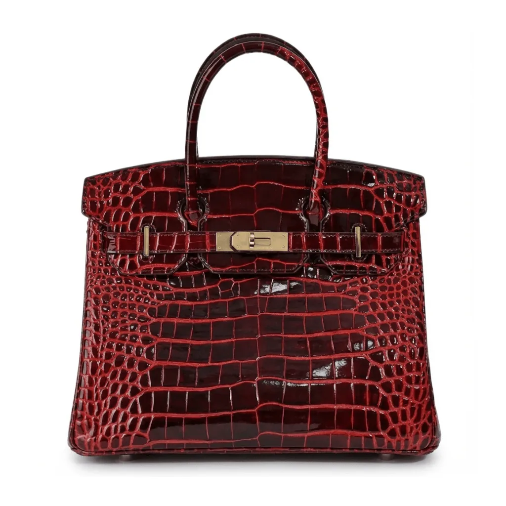 H Birkin 25 Bordeaux Shiny Crocodile Gold Hardware Main image
