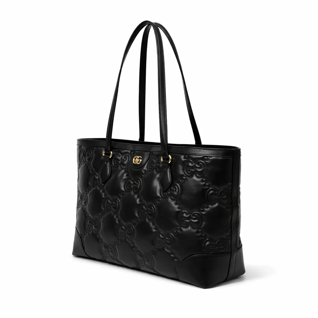 Gucci Calfskin GG Matelasse Ophidia Shopping Tote Black