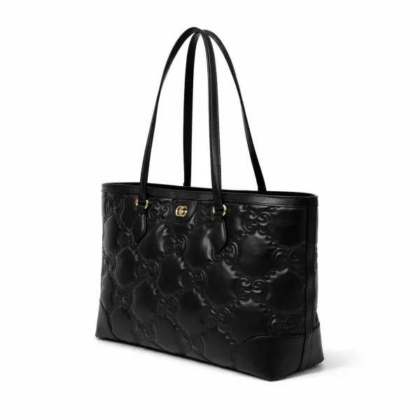 Gucci Calfskin GG Matelasse Ophidia Shopping Tote Black
