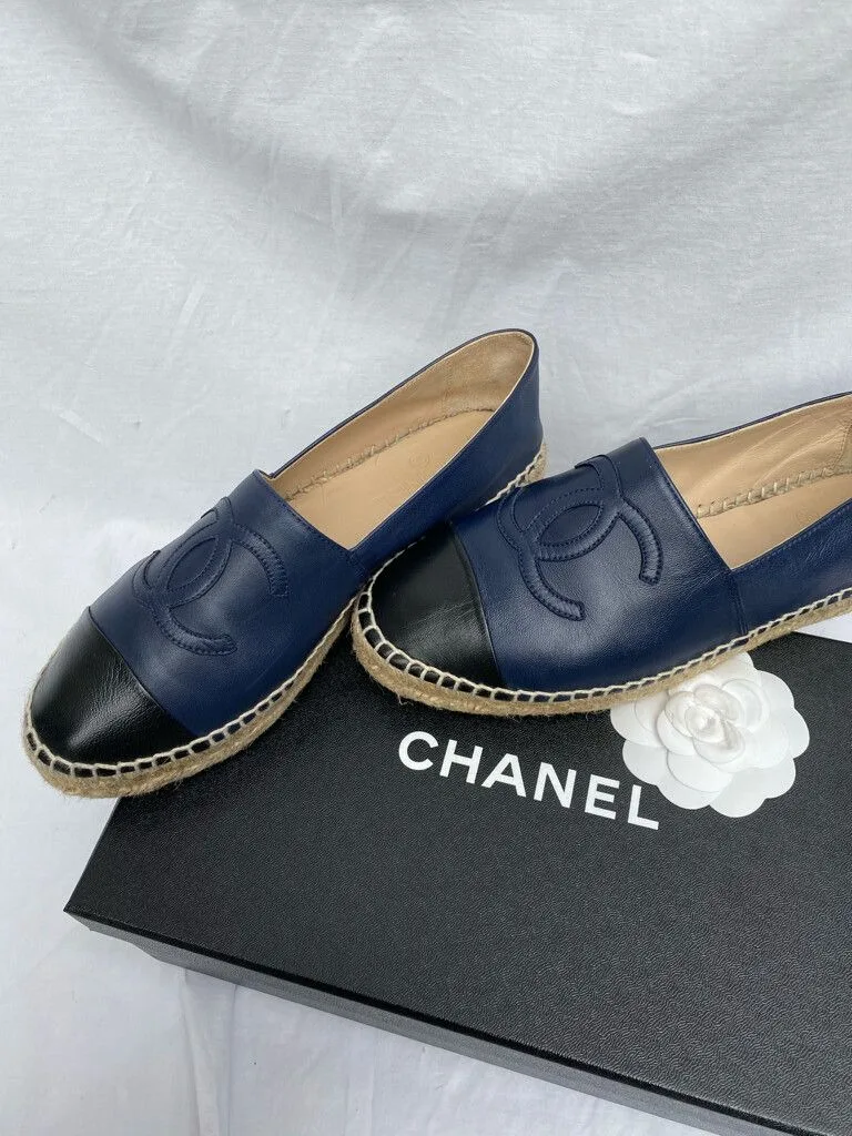 Chanel Lambskin Leather Espadrilles Navy and Black Secondary image