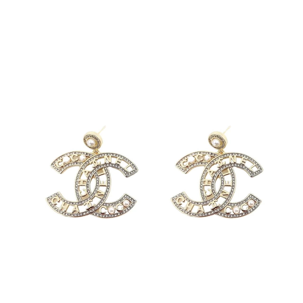 Chanel Iconic CC Statement Earrings with Pearl and Crystal Detailing Main image