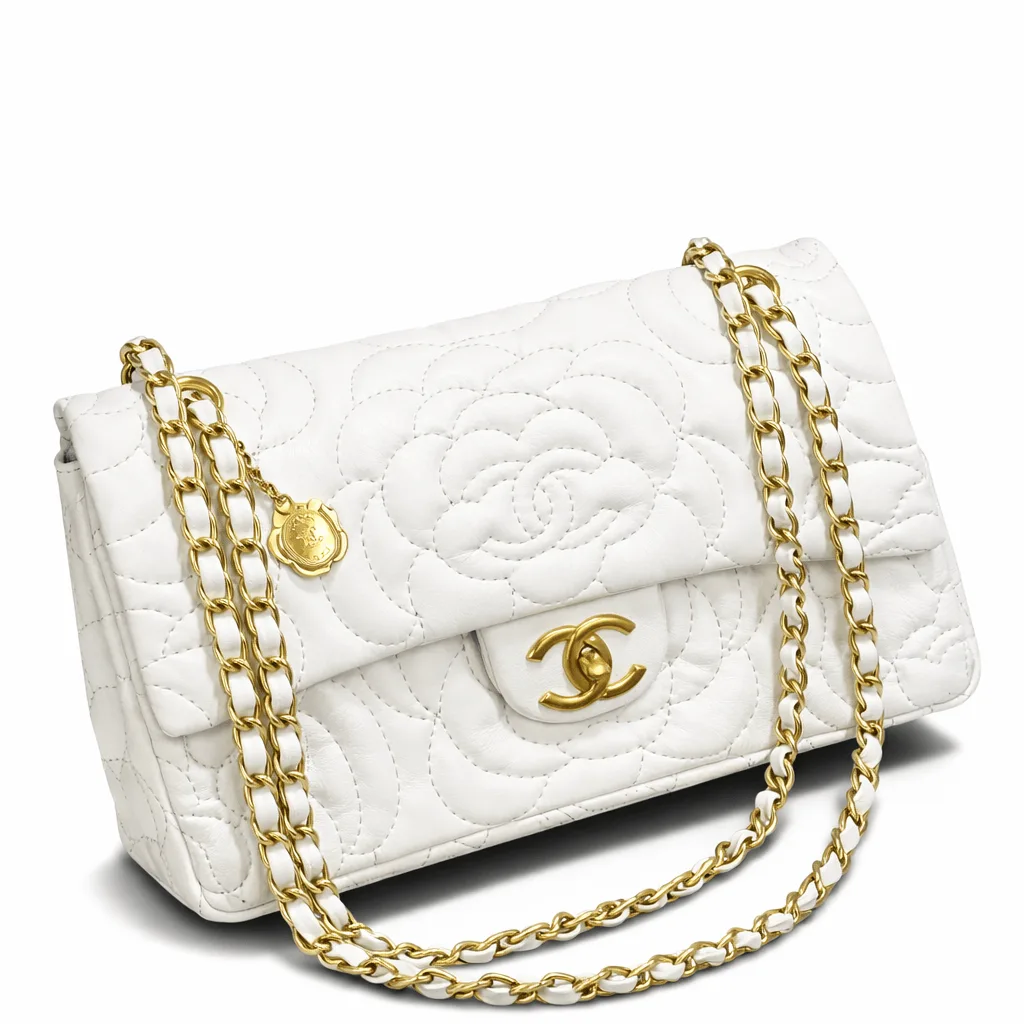 Chanel Flap Bag With Camellia Flower Chain White 26Cm Secondary image