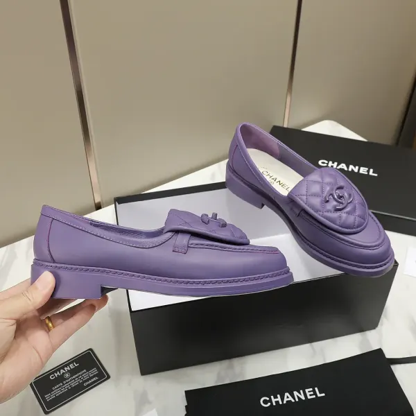 Chanel Cc Nib Turnlock Moccasins Flat Loafers Purple G45474 B15482 Nt971