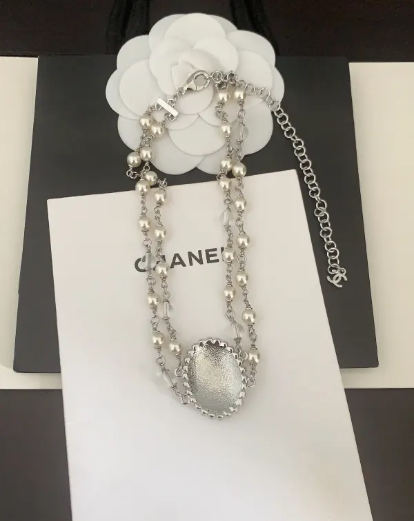 Chanel Double-Strand Pearl And CC Logo Necklace