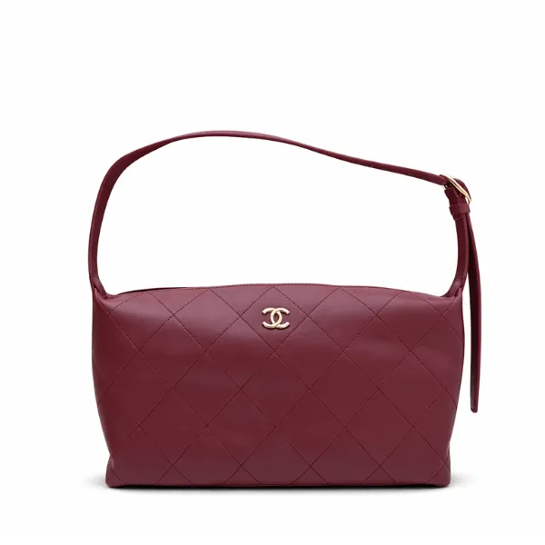 Chanel Maxi Hobo Bag Shiny Lambskin Gold Hardware Dark Burgundy Main image