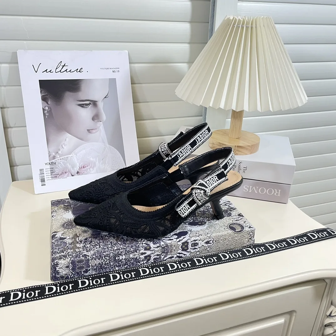 Dior J’Adior Slingback Pump Transparent Mesh Embroidered With Butterfly Motif Black Kdv039Bye S900 Secondary image
