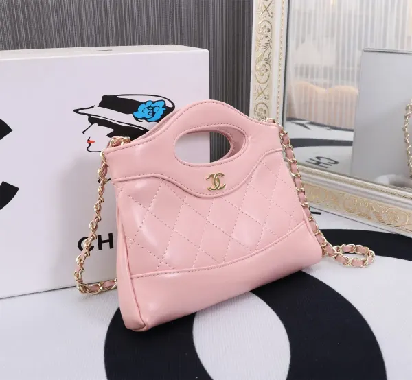 Chanel Shopping Bag Shiny Lambskin Pink 19Cm As4854 B16220 Nw784