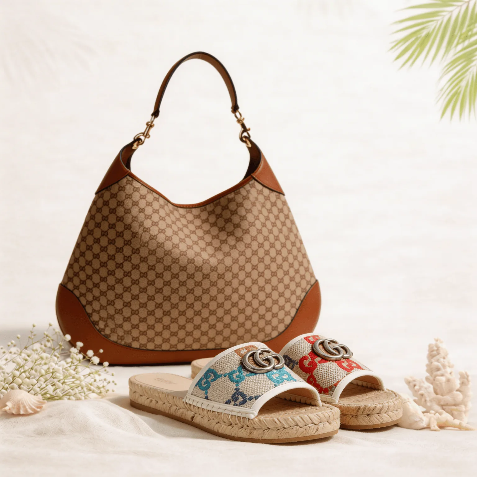 Gucci Monogram Summer Set – 2 Piece Bundle (Monogram Bag + Sandals) Main image