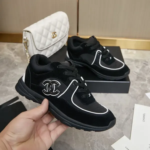 Chanel Suede Reflective Sneakers Black