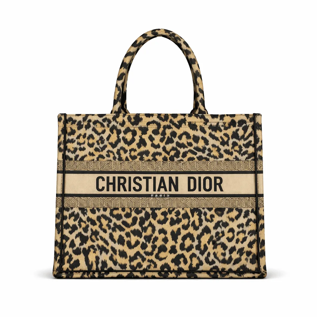 Dior Canvas Mizza Large Leopard Book Tote Beige 36cm Main image