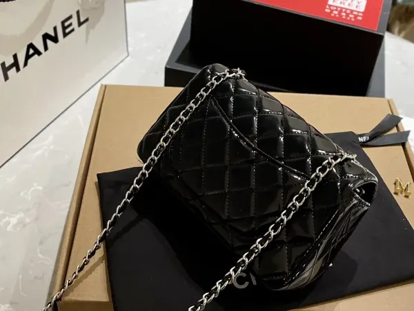 Chanel Mini Rectangular Flap Bag Patent Black 18Cm