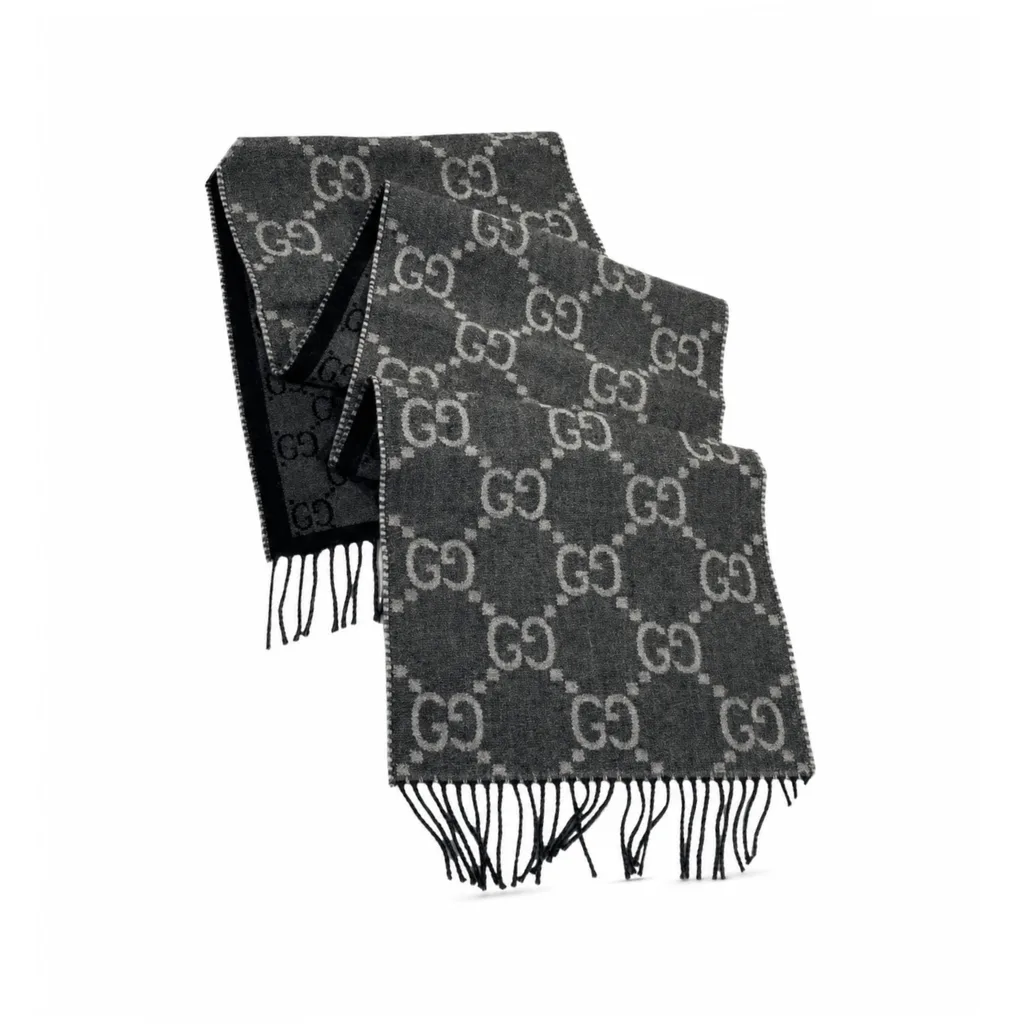 Gucci GG Pattern Jacquard Scarf In Black Main image