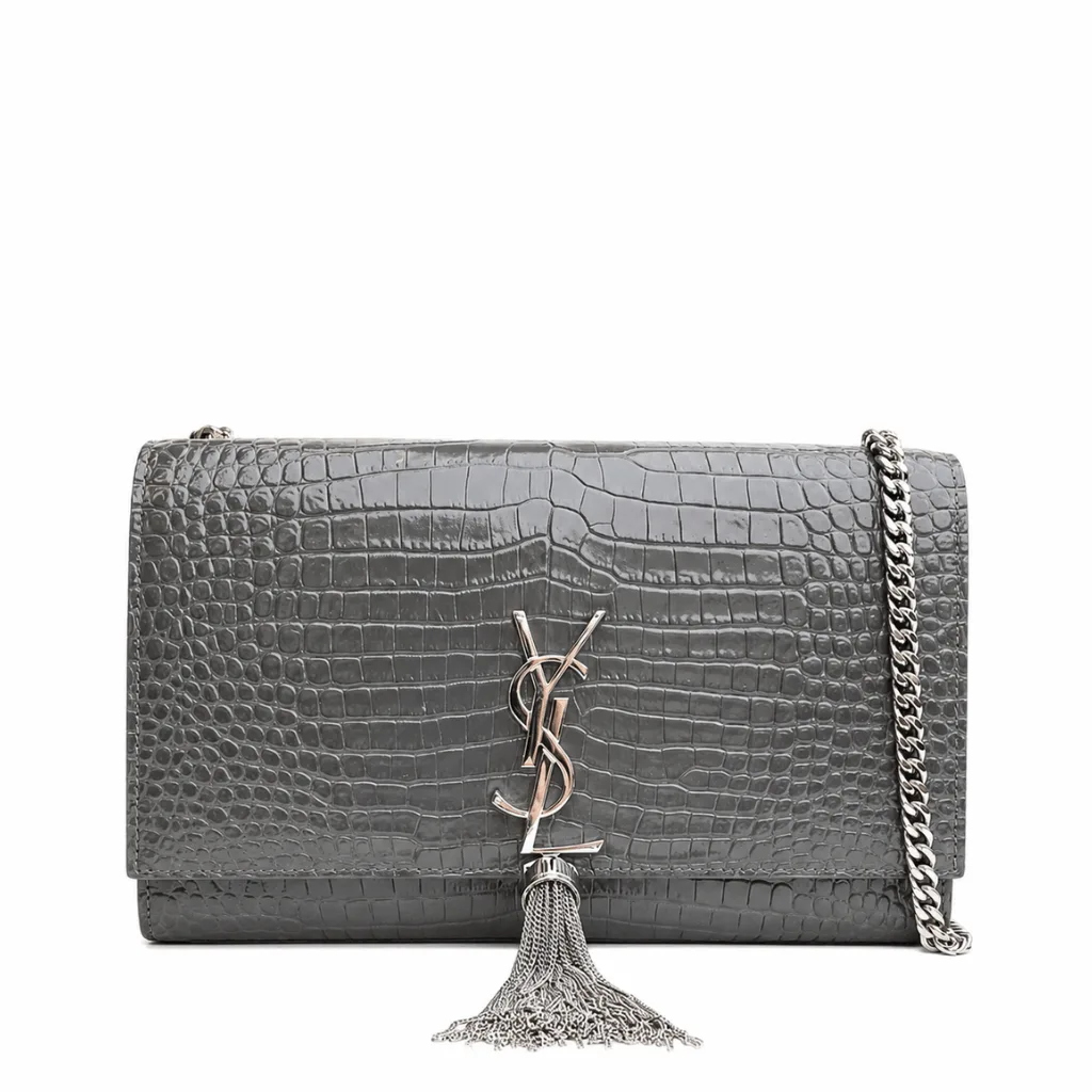 Saint Laurent Kate Monogram Shoulder Bag Crocodile Gray 20Cm Main image