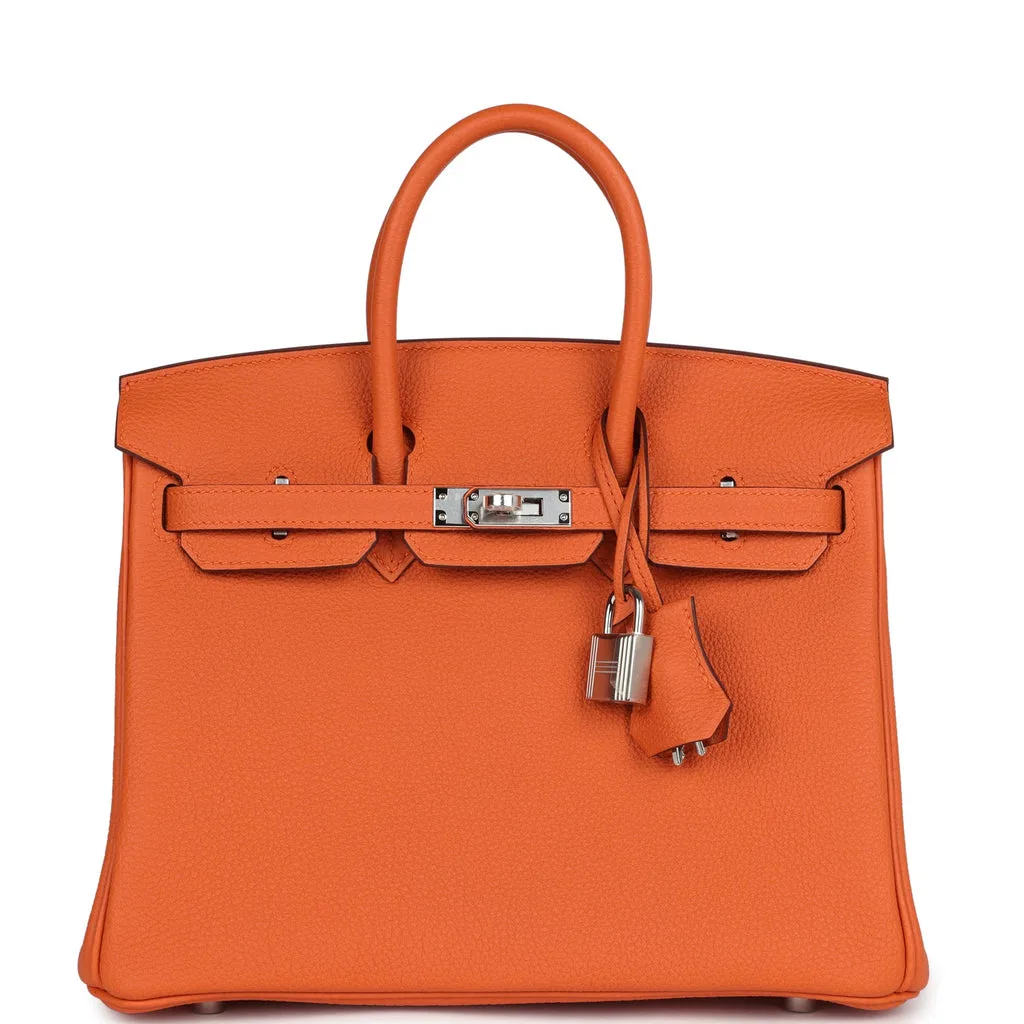 H Handbags Birkin 25 Orange Togo Palladium Hardware Main image