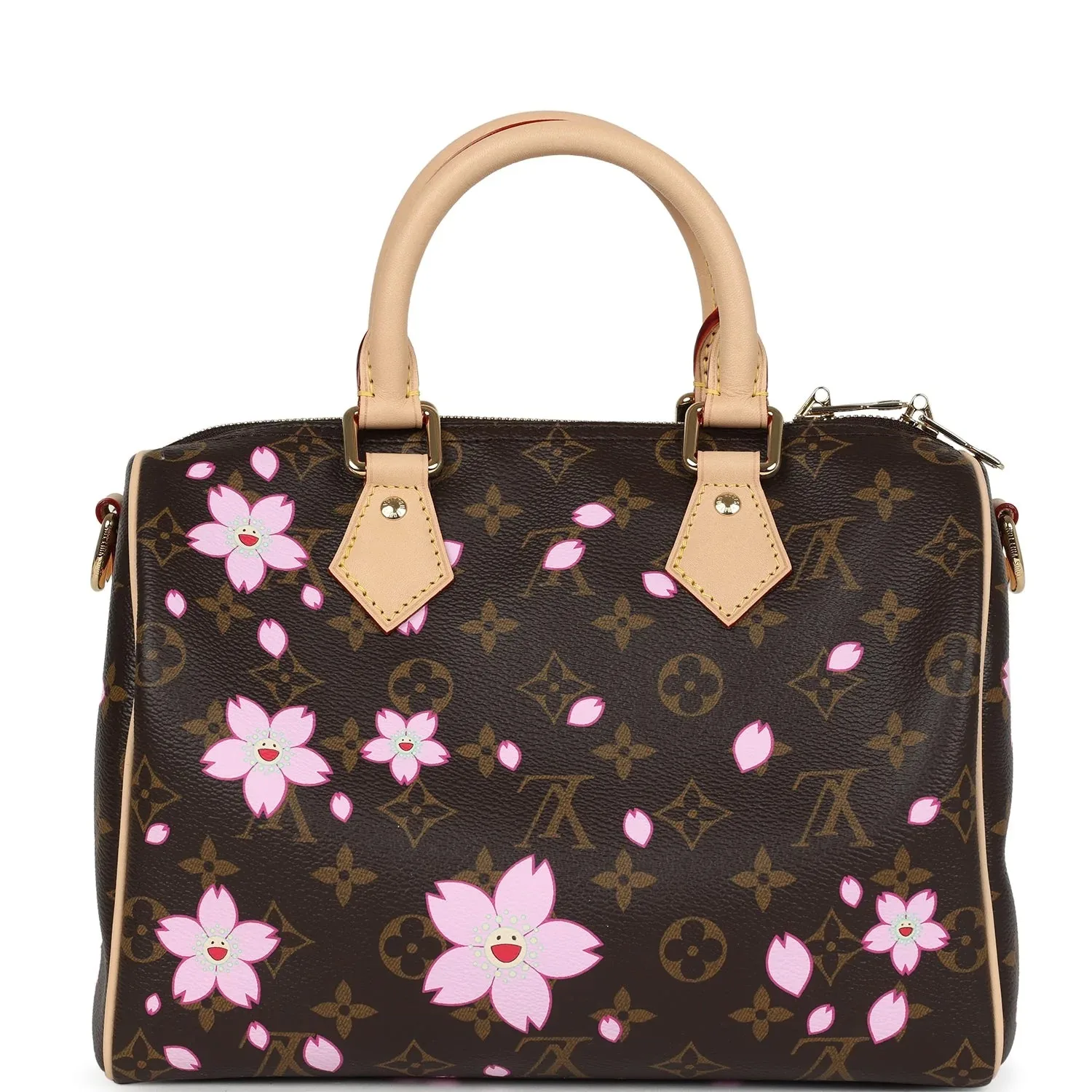 Louis Vuitton X Takashi Murakami Cherry Blossom Speedy 25 Bandouliere Brown Monogram Gold Hardware