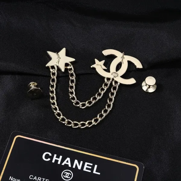Chanel 23B Gold-Tone CC And Star Motif Brooch