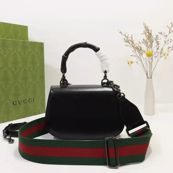 Gucci Bamboo 1947 Small Top Handle Bag In Black