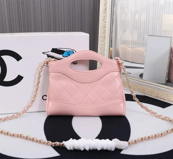 Chanel Shopping Bag Shiny Lambskin Pink 19Cm As4854 B16220 Nw784