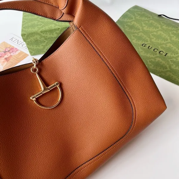 Grained Calfskin Softbit Maxi Shoulder Bag Brown