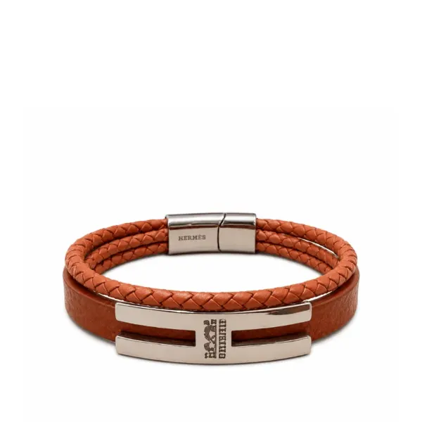 Hermès Tournis Tresse Bracelet In Gold Swift Leather
