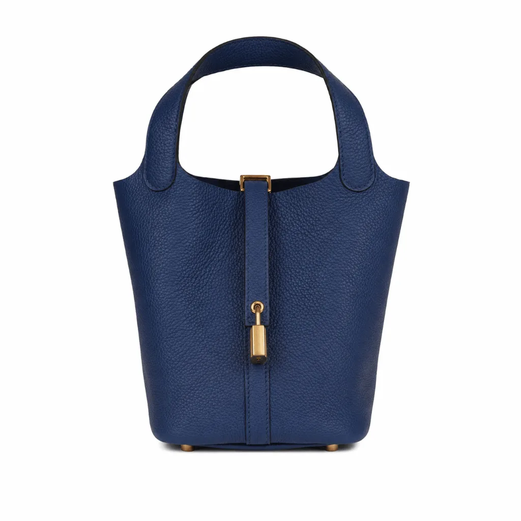 H Picotin Lock 18 Bleu Saphir Clemence Gold Hardware Main image