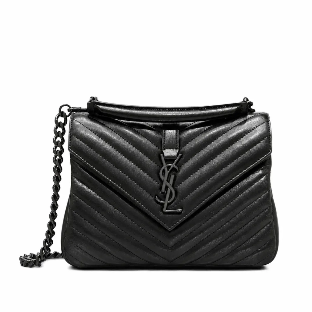 Saint Laurent College Medium Chain Bag In Quilted Leather Black Noir 24Cm 600279Brm081000 Main image