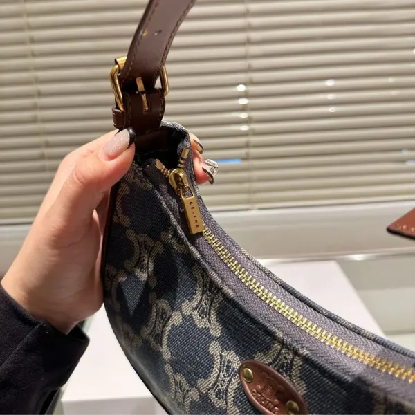 Celine Ava Triomphe Bag Half Moon In Denim Blue 25Cm