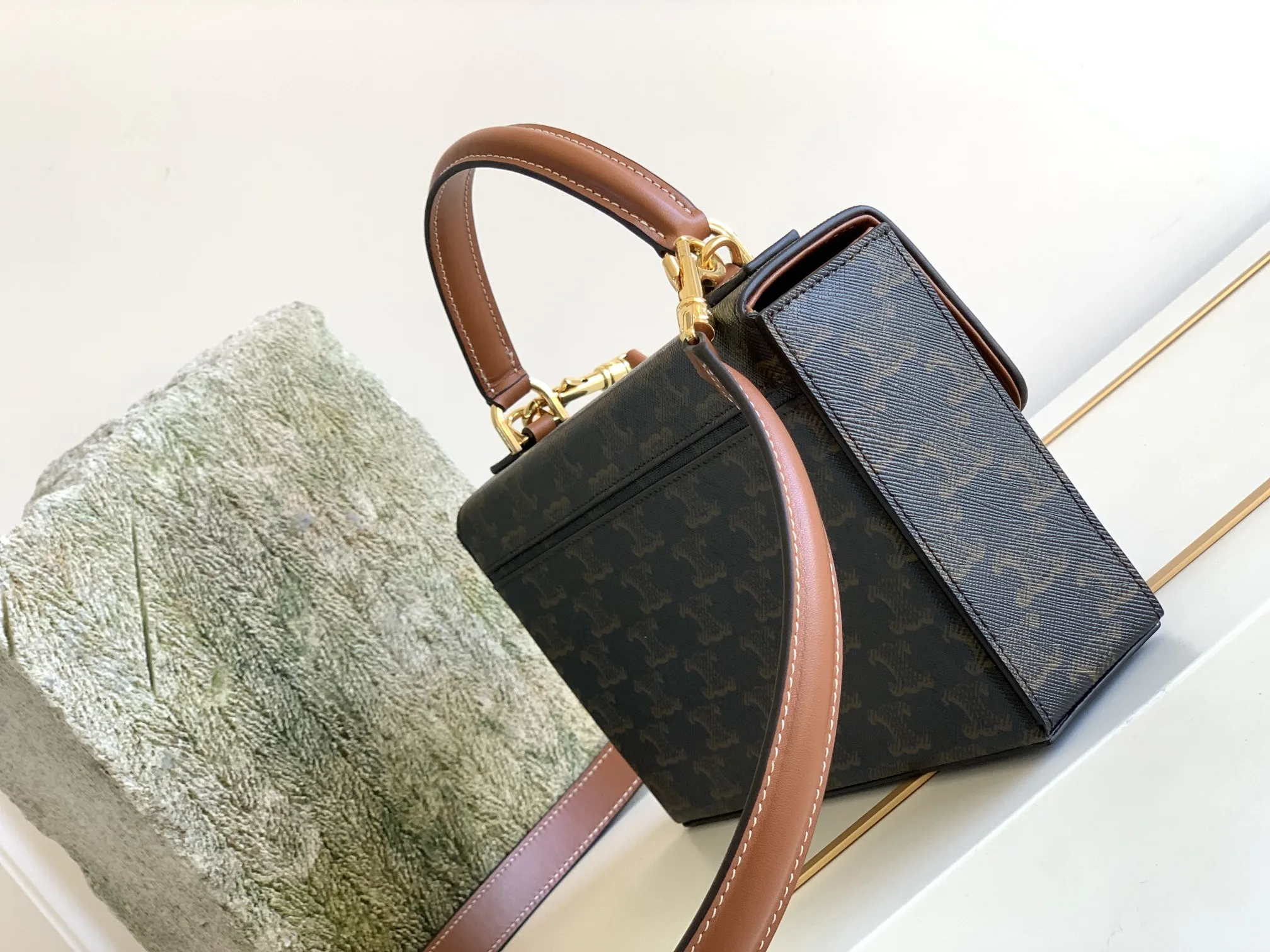 Celine Box Triomphe In Triomphe Canvas And Calfskin Tan 199992Cuz04Lu Secondary image