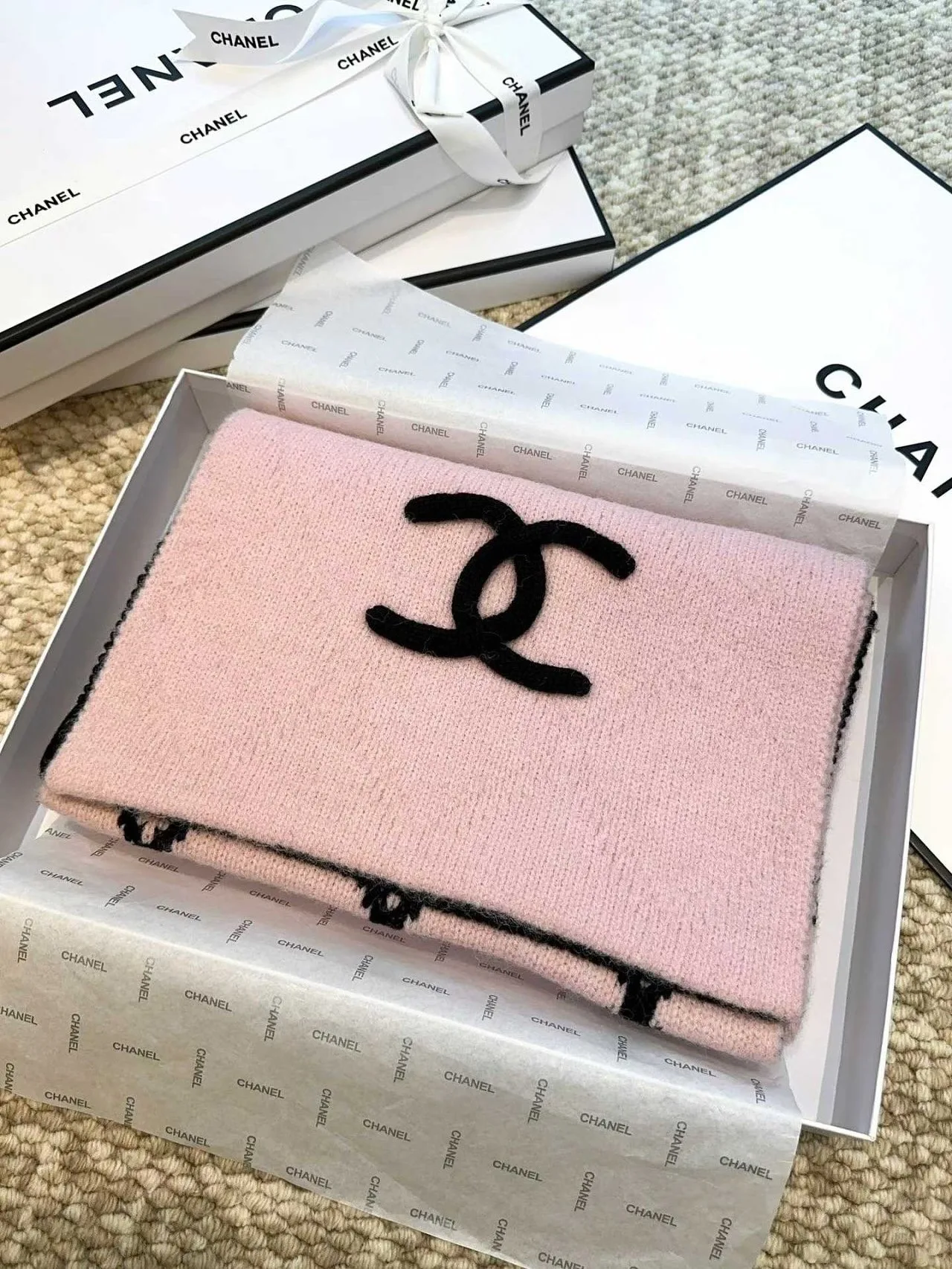 Chanel Diamond Patterned Cshmere Scarf