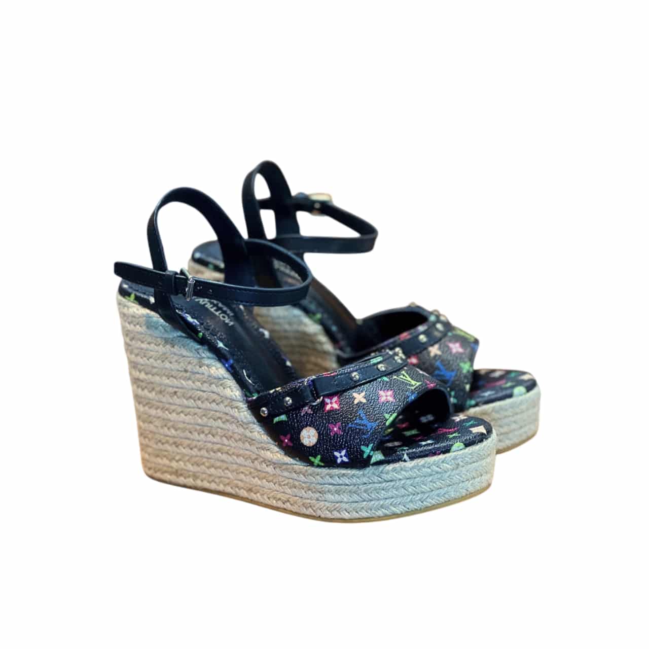 Louis Vuitton X Takashi Murakami Helios Wedge Sandal Black Main image