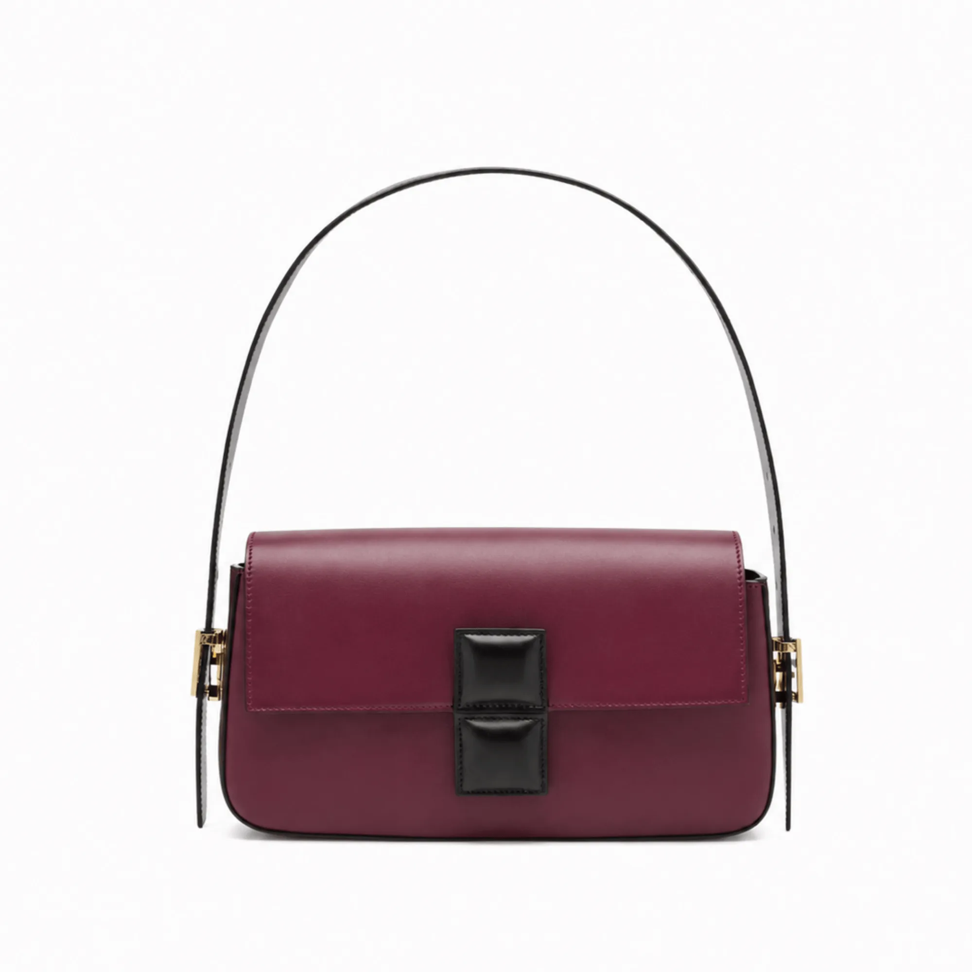 Fendi Baguette Burgundy And Black Color Block Leather Bag 26Cm 8Br821Apkof1Nz9 Main image