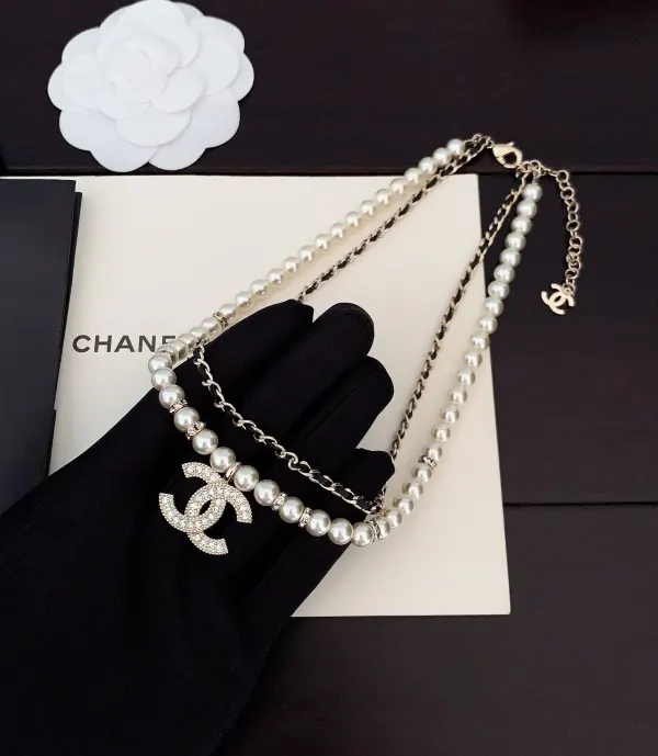 Chanel CC Diamond Pearl Double Layer Necklace