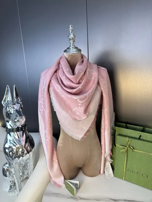 Gucci GD Jacquard Silk & Wool Shawl