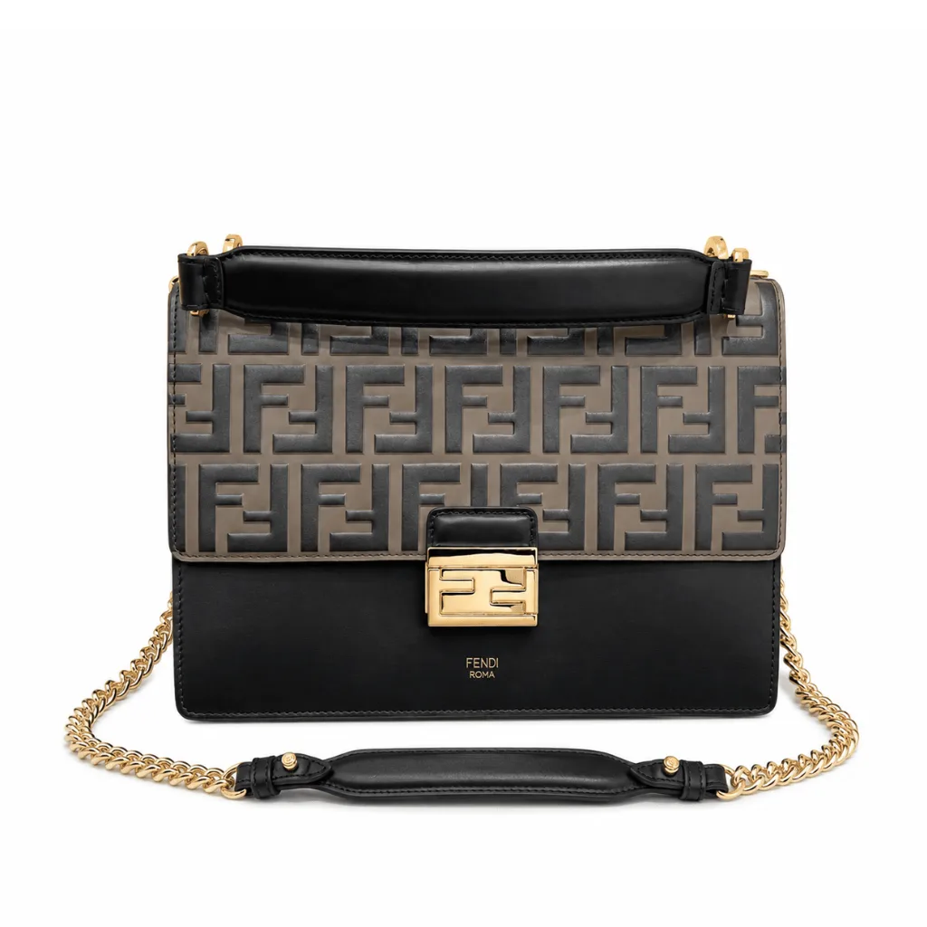 Fendi FF Embossed & Black Calfskin Leather Kan I Shoulder Bag 8Bt315A5Tzf13Wb Main image