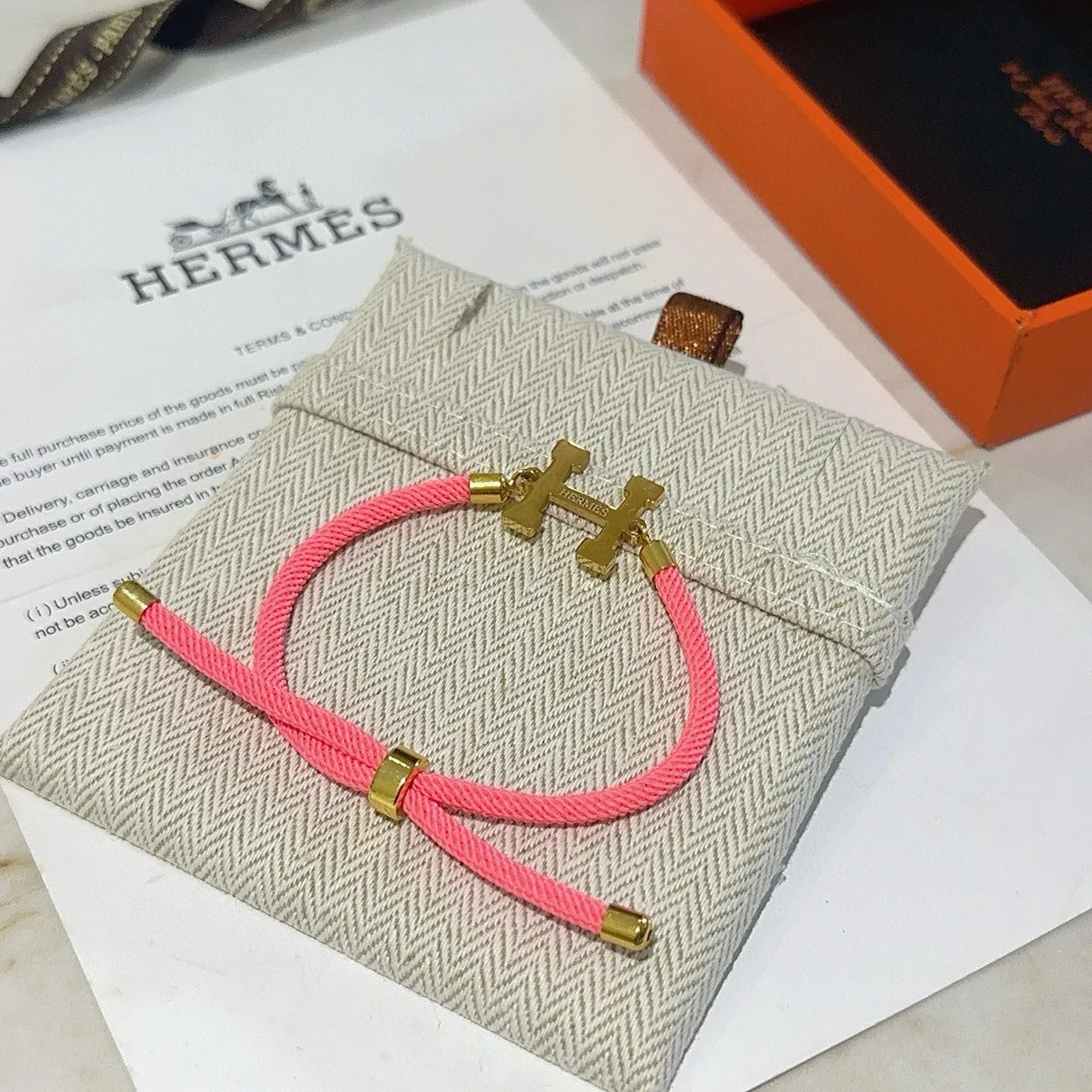 Hermès H-Cord Braided Bracelet In Pink Secondary image
