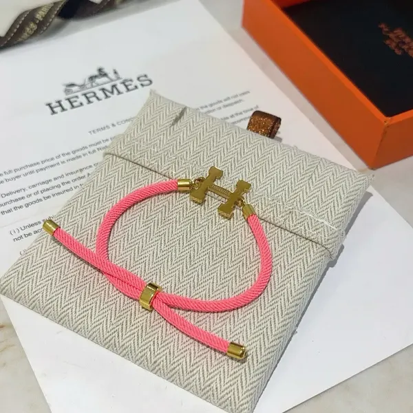 Hermès H-Cord Braided Bracelet In Pink